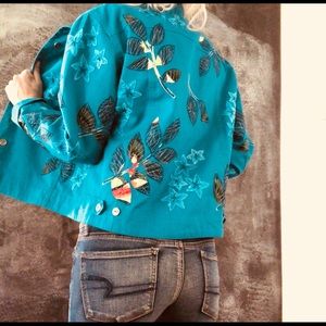 Chico’s Design Teal Jacket Cotton & Silk